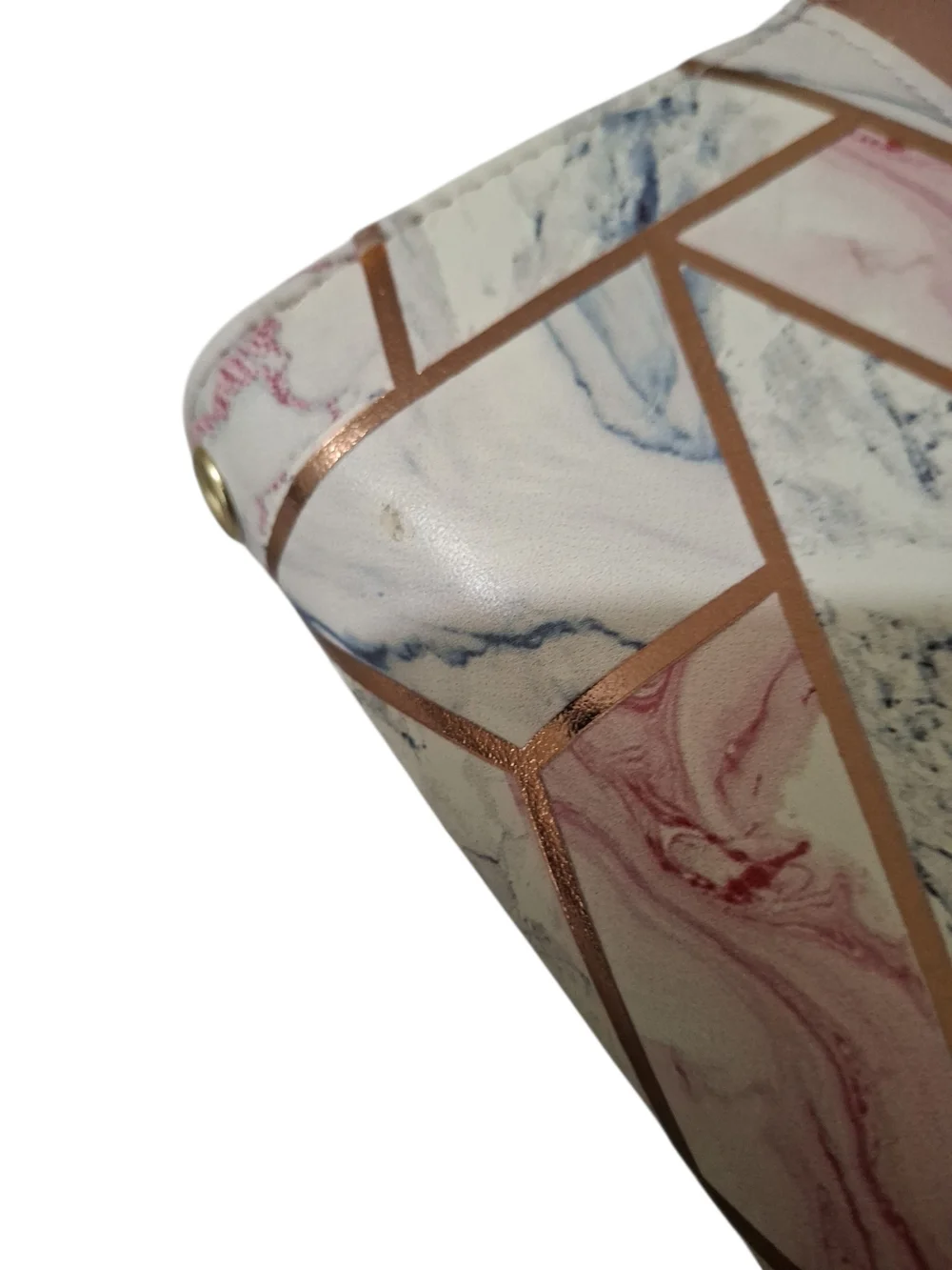 Marble Geometric Zip-Around Wallet with Tassel in Blush Pink